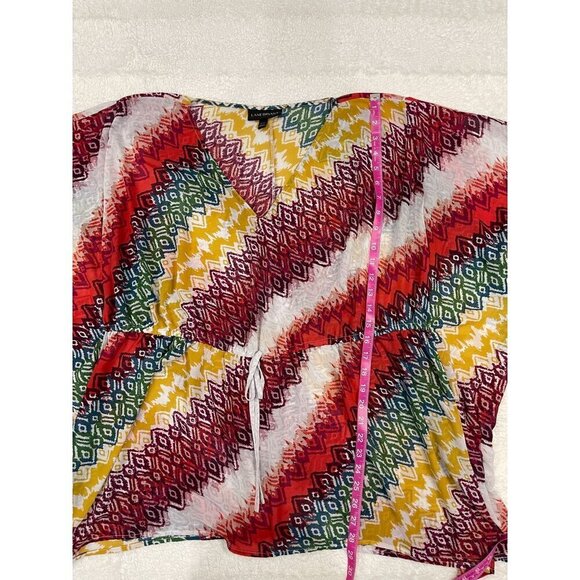 Lane Bryant Lightweight Kimono Shirt 18 20 Drawstring Waist Short Sleeve Top - Picture 7 of 7